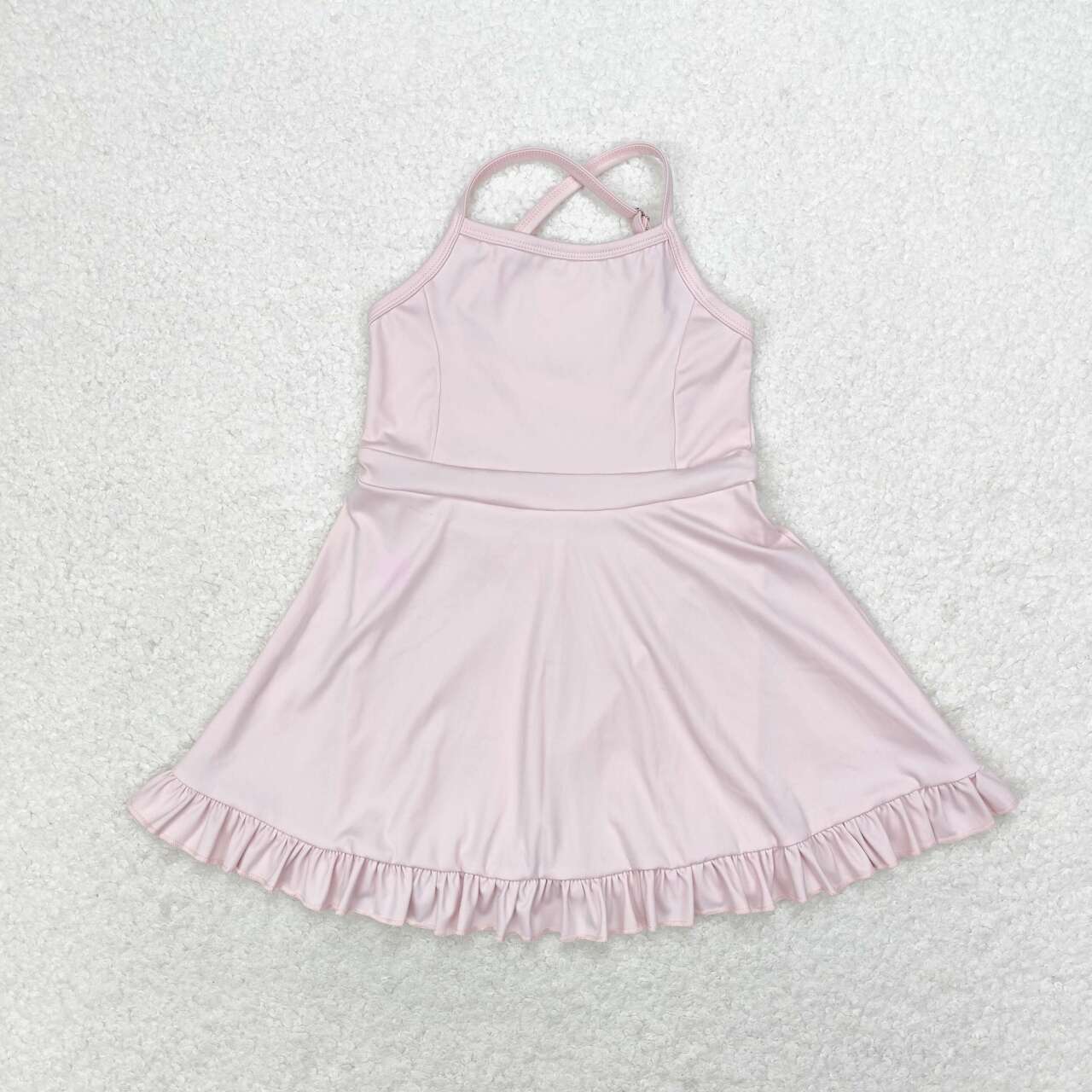 S0443 Solid Pink Sportswear Skirt Swimsuit  D 4.16