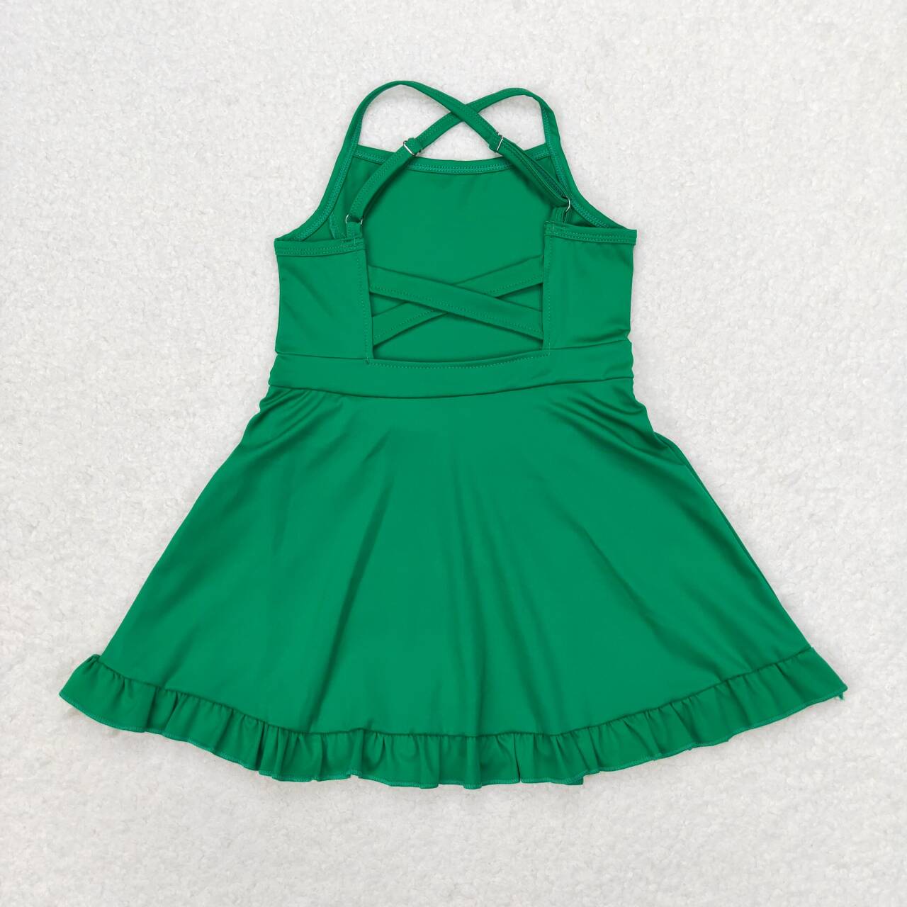 S0444 Solid Green Sportswear Skirt Swimsuit