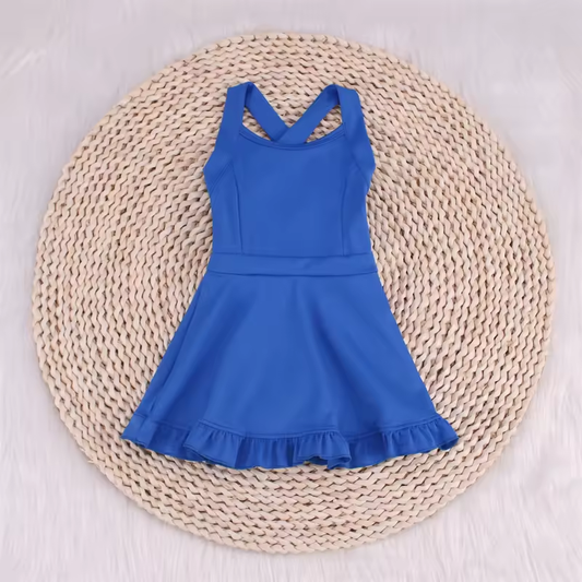 presale S0445 Solid Blue Sportswear Skirt Swimsuit