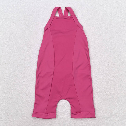 S0447 Solid rose red one-piece yoga suit