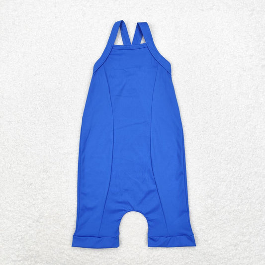 S0452 Solid blue one-piece yoga suit