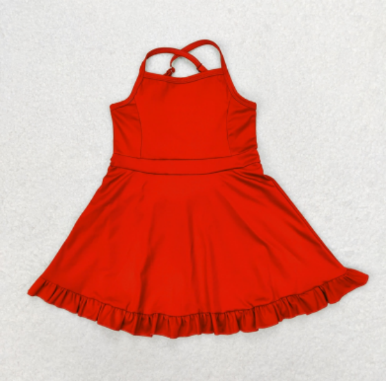 presale S0453  Solid Red Sportswear Skirt Swimsuit  2024 8.22