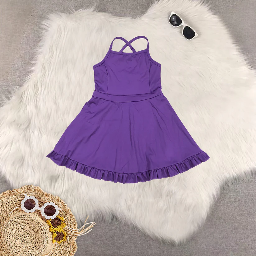 1-5 color Match colorful baby girl clothes Solid red sportswear skirt swimsuit RTS D 927