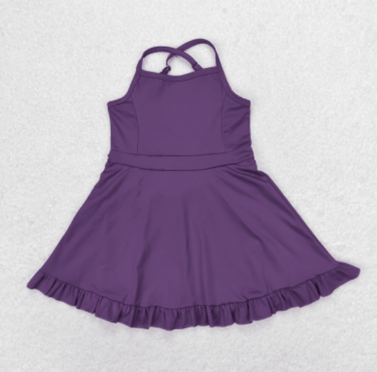 presale S0454 Solid Purple Activewear Skirt Swimsuit  2024 8.22