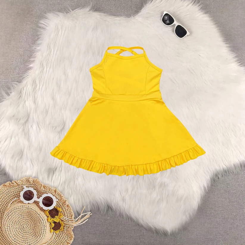 1-5 color Match colorful baby girl clothes Solid red sportswear skirt swimsuit RTS D 927