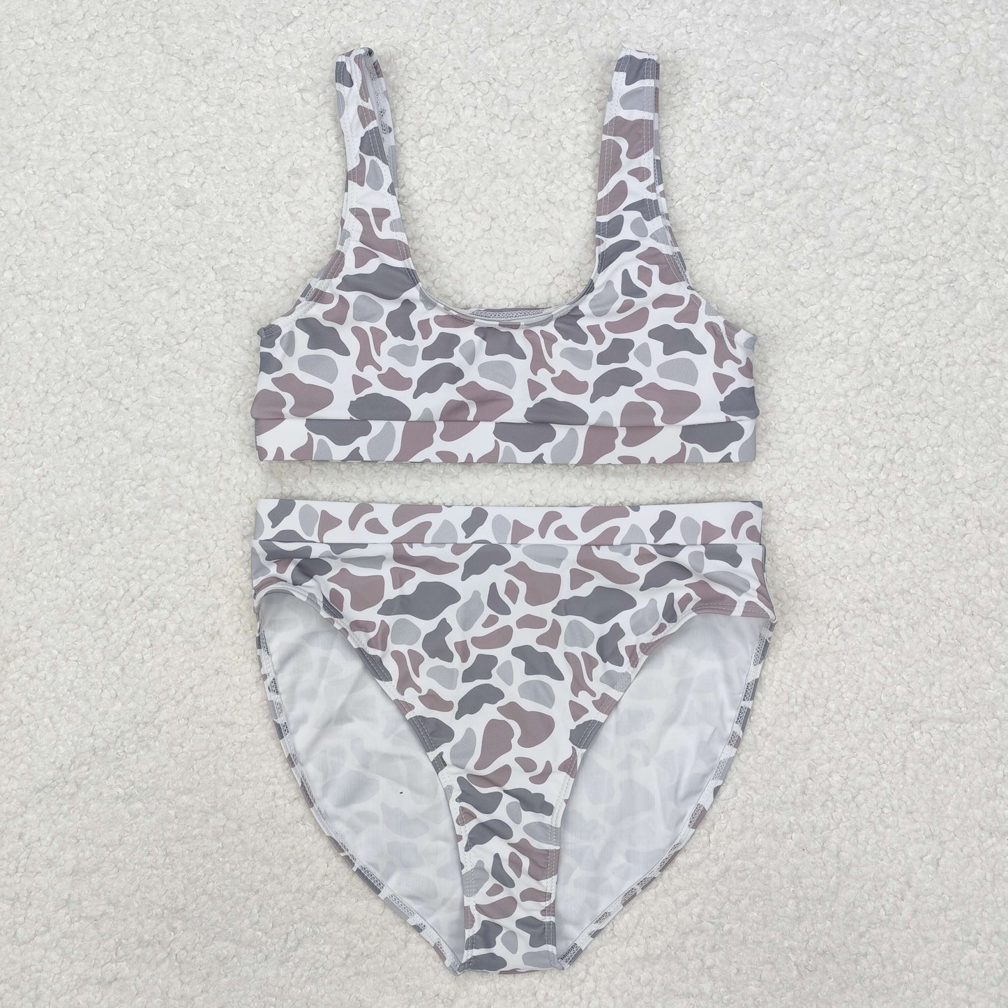 S0558 Adult female brown grey camouflage swimsuit set D 6.11