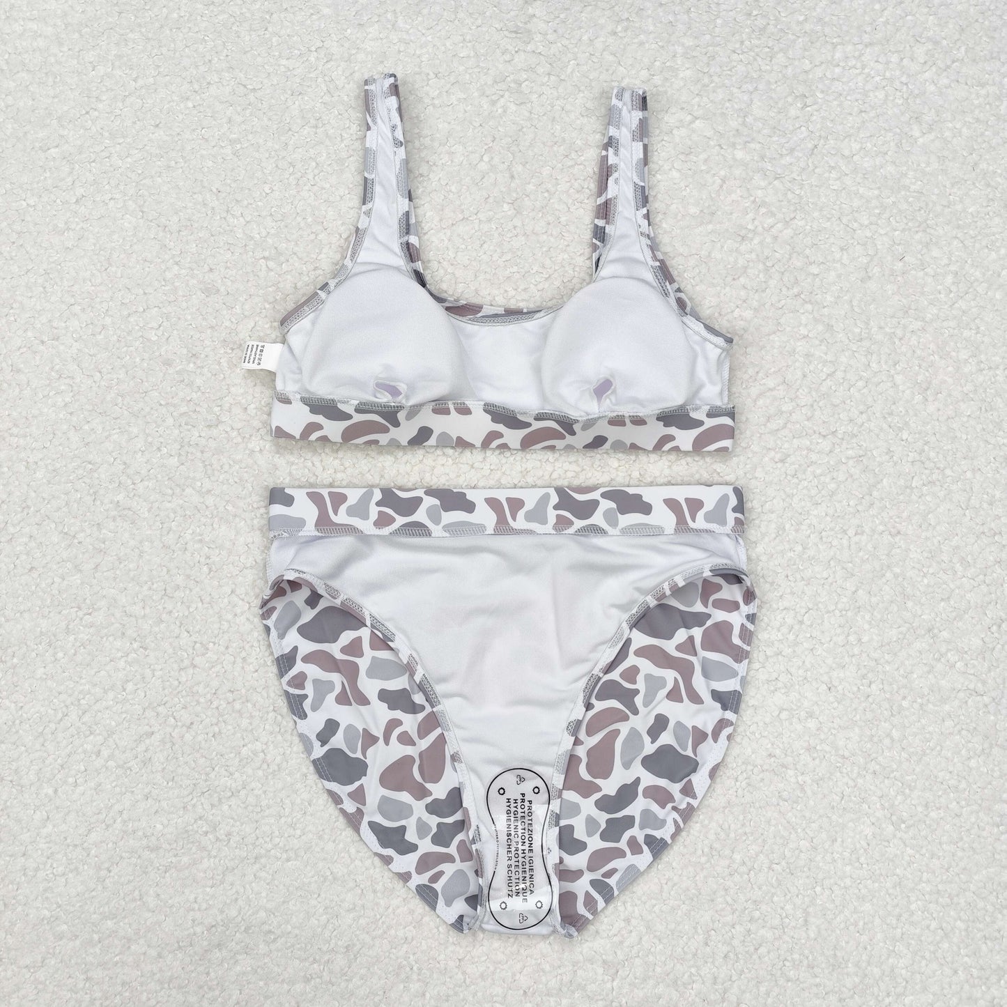 S0558 Adult female brown grey camouflage swimsuit set D 6.11