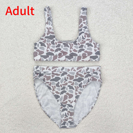 S0558 Adult female brown grey camouflage swimsuit set D 6.11