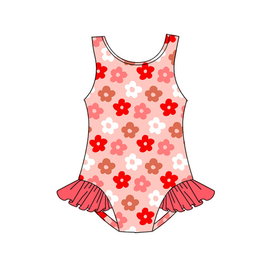 presale S0499 Baby Girls Red Flowers Western One Piece Swimsuits 2025.1.8
