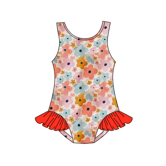 presale S0502 Baby Girls Flowers Pink Western One Piece Swimsuits 2025.1.8