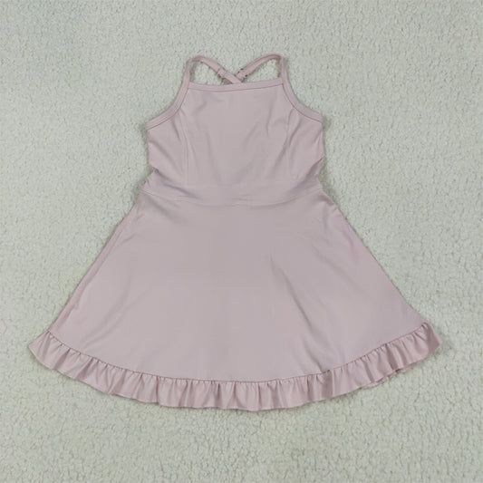 S0553 Baby Girls Pink Knit Knee Length Active Wear Dresses D 5.10