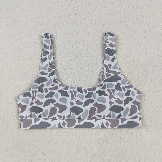 S0556 Adult Women Light Grey Camo Bra Swim Top D 6.10