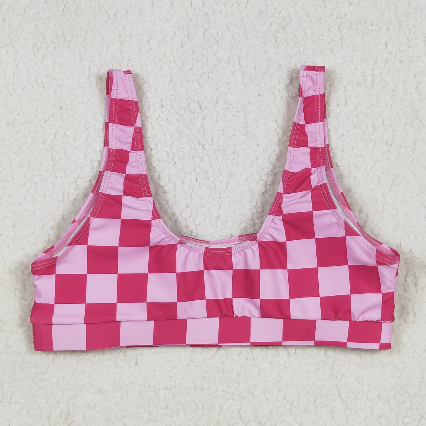S0560 Adult Women Pink Checkered Bra Swim Top  D 6.13