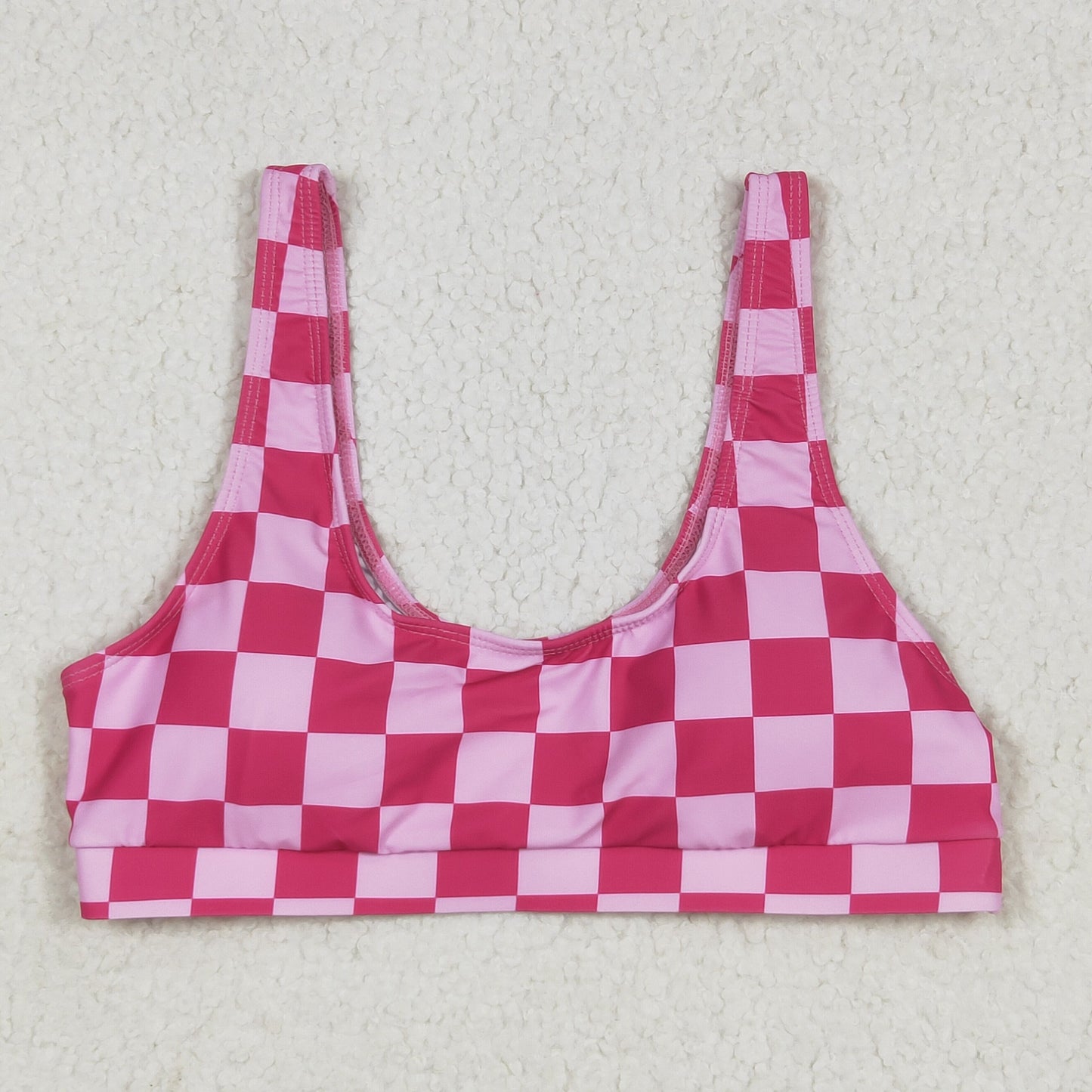 S0560 Adult Women Pink Checkered Bra Swim Top  D 6.13