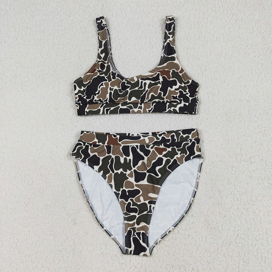 S0565 Adult female camouflage beige swimsuit set D 6.25
