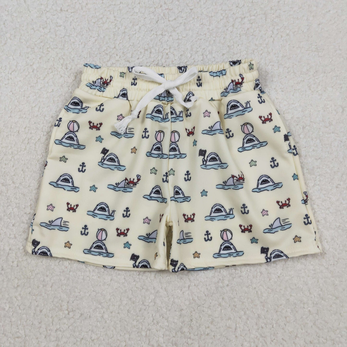 Sibling Baby Boys Sea World And Boats Swimming Trunks Bottom Cute Baby Swimsuit for Little Waterbabies