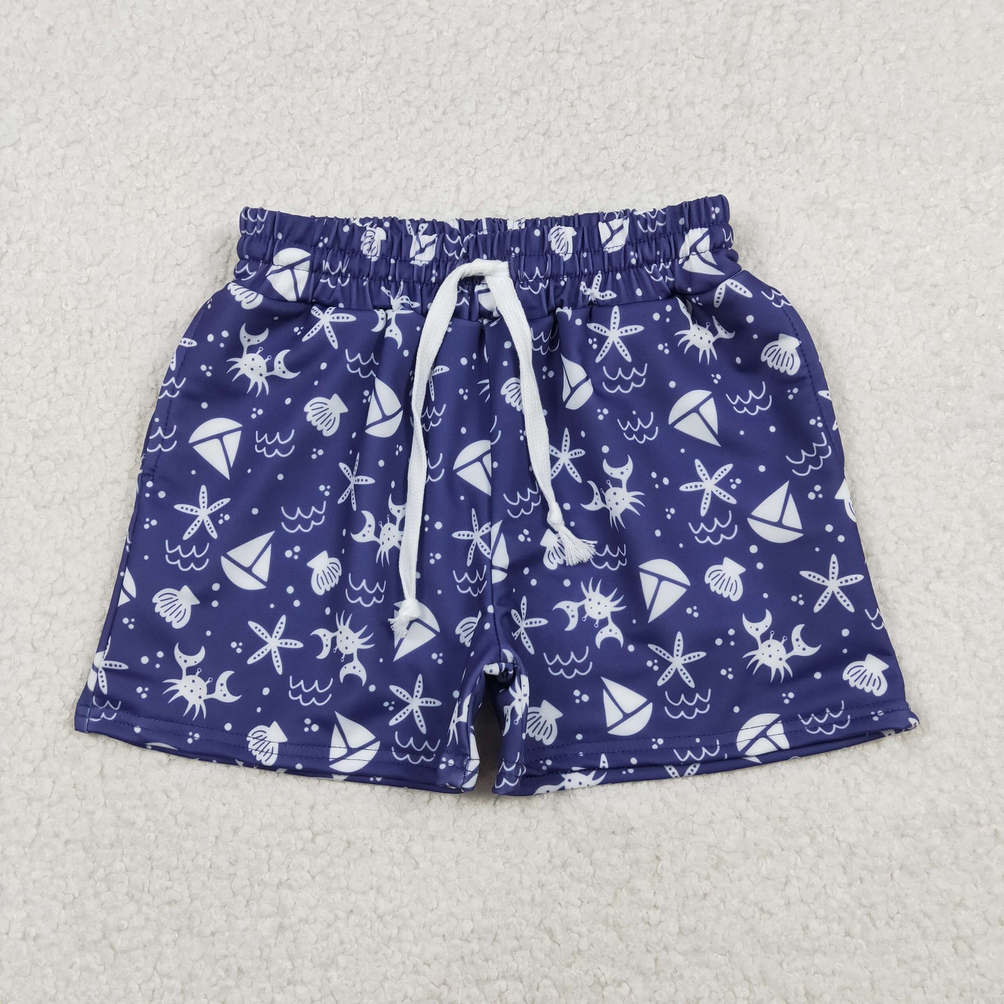 Sibling Baby Boys Sea World And Boats Swimming Trunks Bottom Cute Baby Swimsuit for Little Waterbabies
