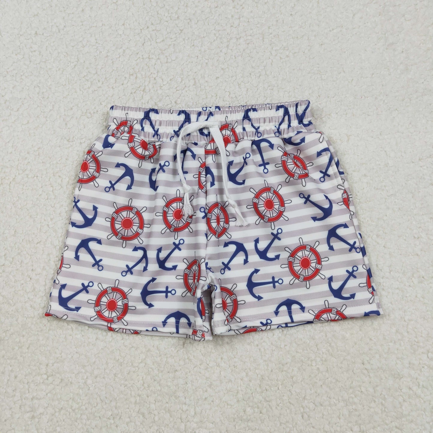 Sibling Baby Boys Sea World And Boats Swimming Trunks Bottom Cute Baby Swimsuit for Little Waterbabies