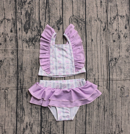 pre order baby girl purple floral two pieces swimsuit