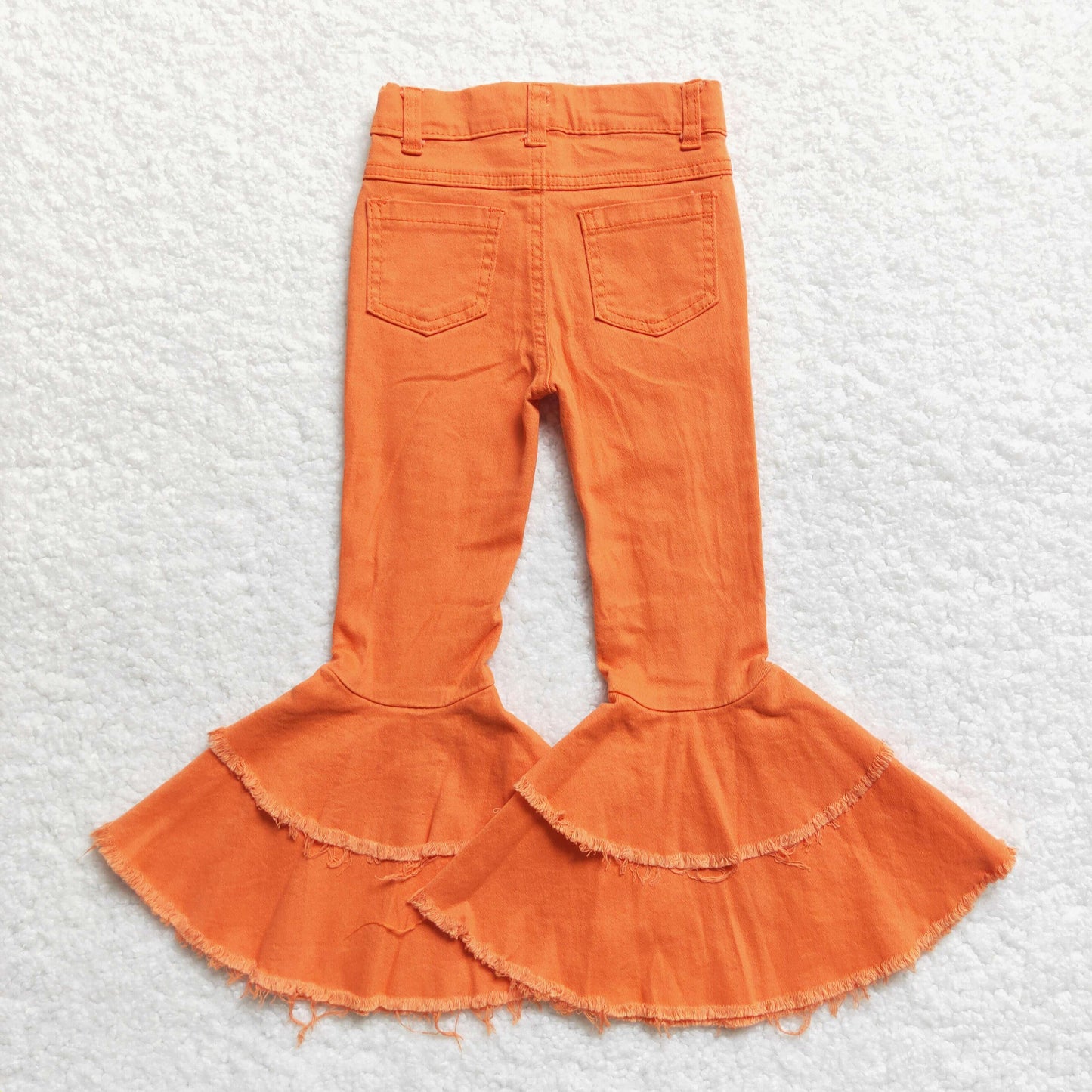 P0271 Destroyed Orange Double Flared Denim Trousers