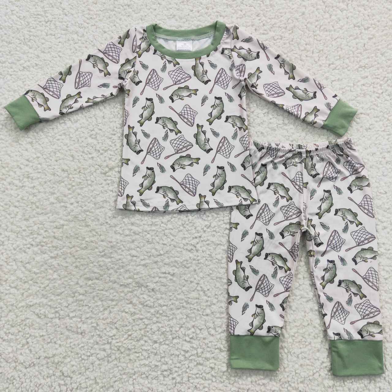 BLP0179 Fishing Net Green Long Sleeve Trouser Set