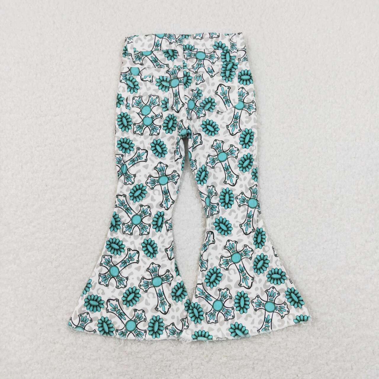 jesus, turquoise easter cross denim pants, girls jeans,bell bottom