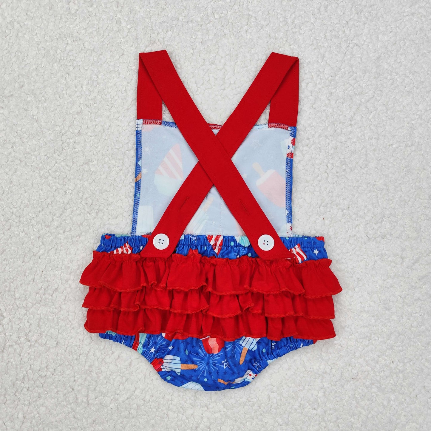 SR0015 New summer Girls Sling National Day Ice Cream Bodysuit