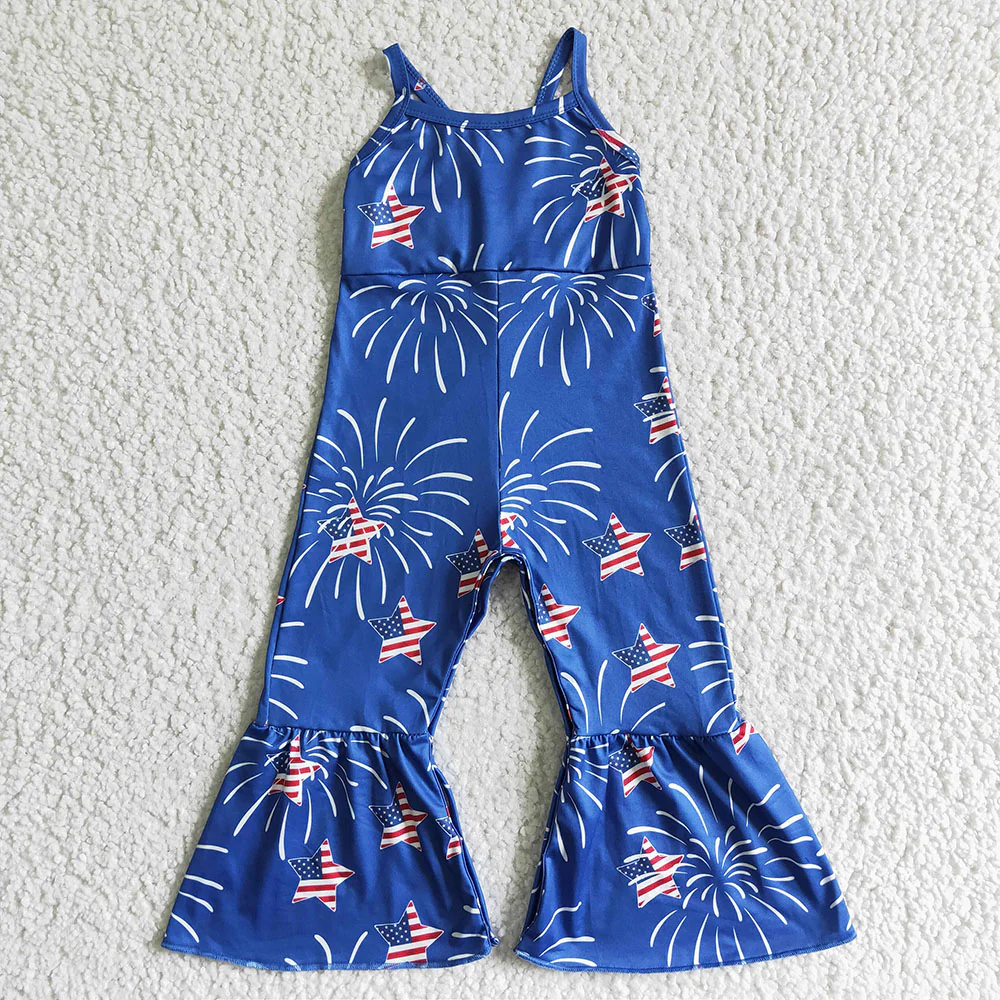 Sibling Baby Girls 4th Of July Summer Bell Bottoms Jumpsuits