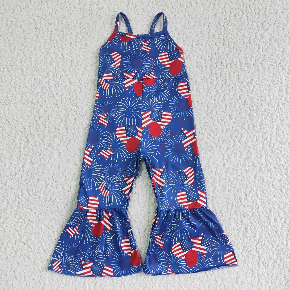 Sibling Baby Girls 4th Of July Summer Bell Bottoms Jumpsuits