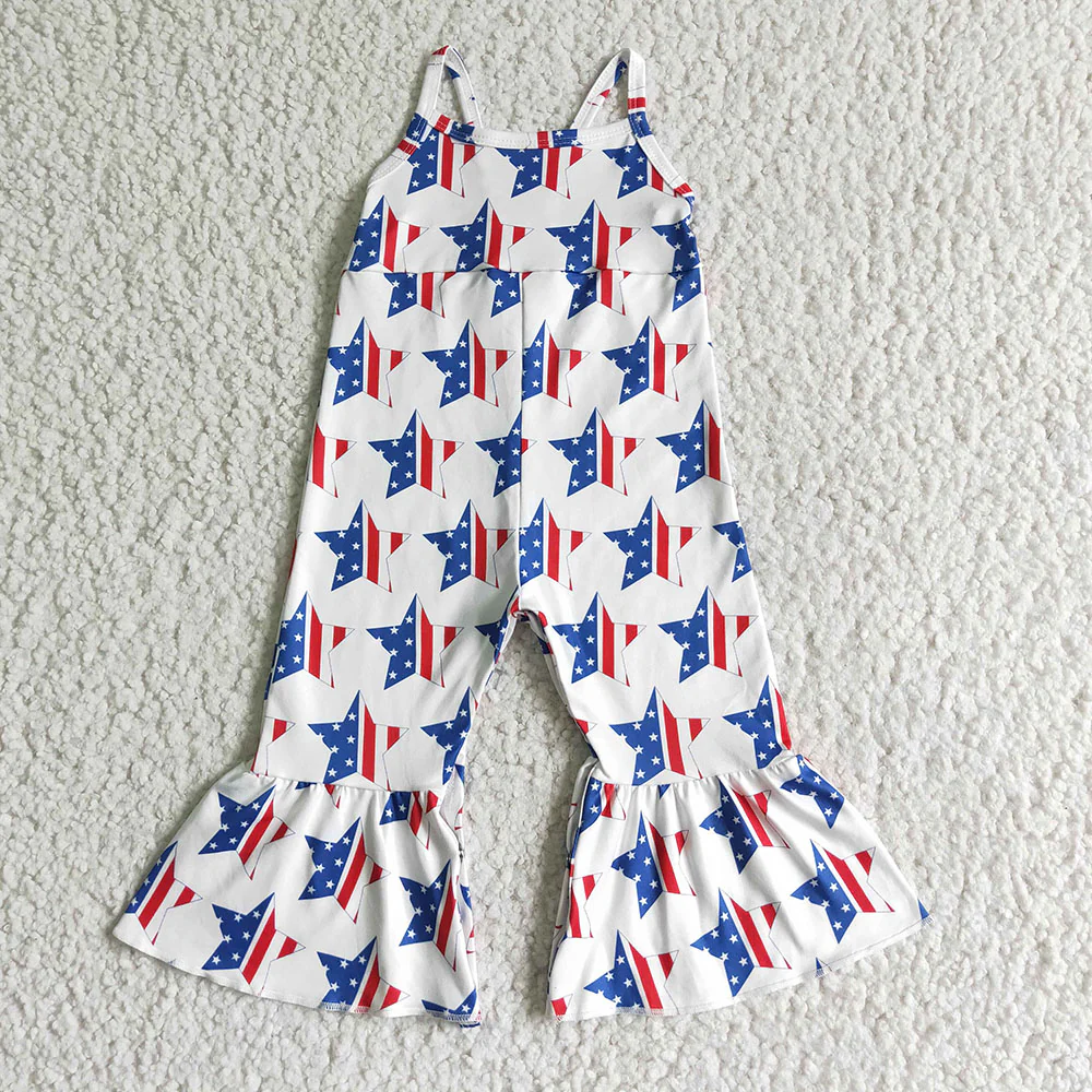 Sibling Baby Girls 4th Of July Summer Bell Bottoms Jumpsuits