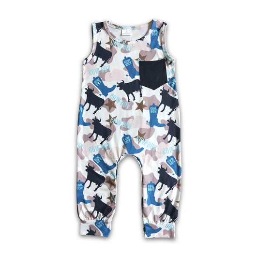 SR0072  Baby boys cow western rompers D 6.21