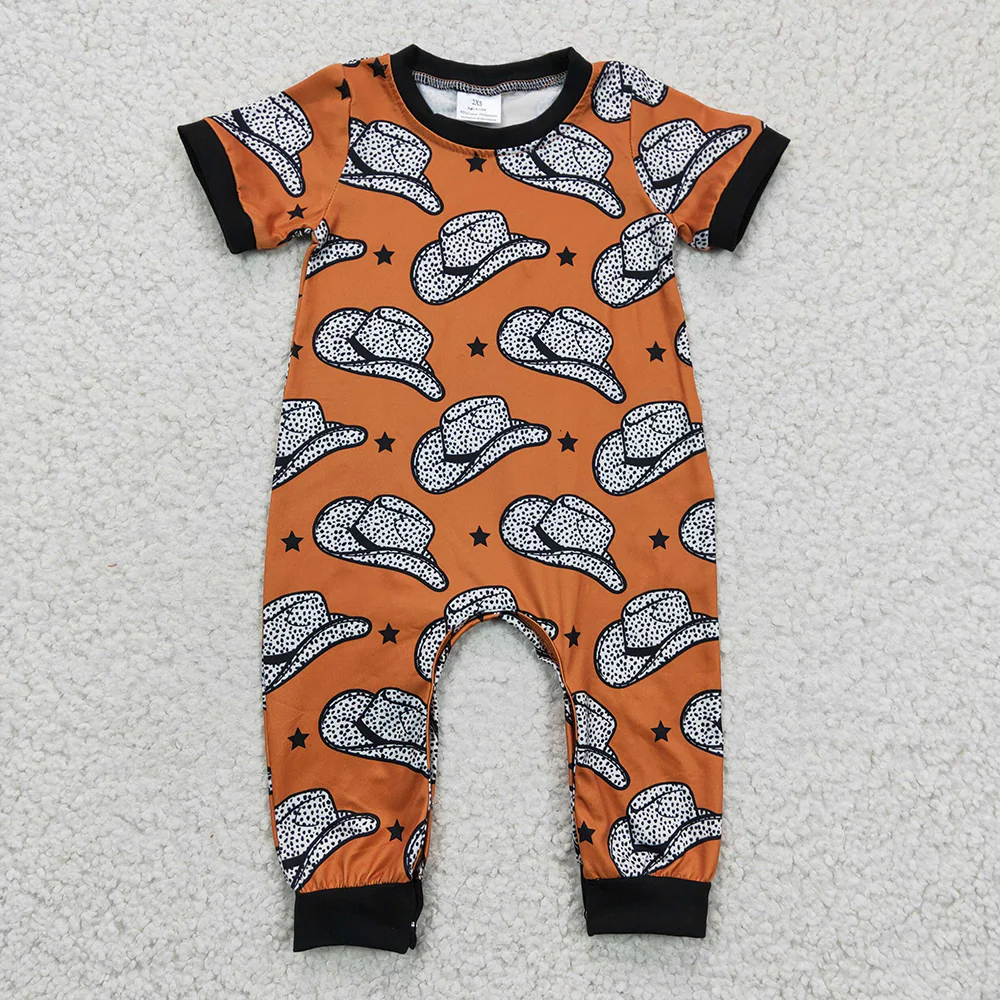 Match Baby Girls Boys Western Cow Short Sleeve Rompers