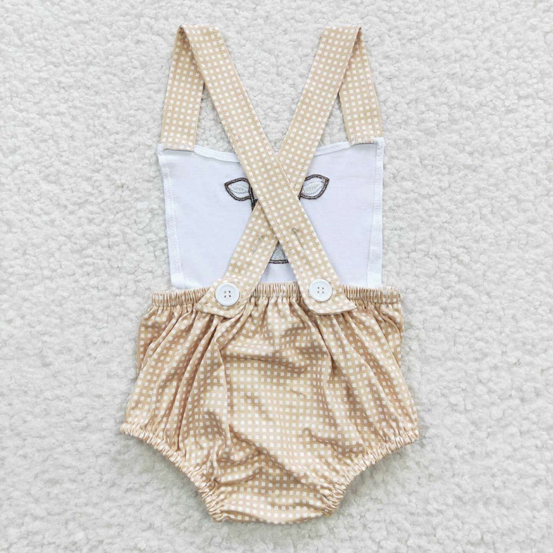 SR0313 Baby Boys Embroidered Cows Pink Tank Top Romper