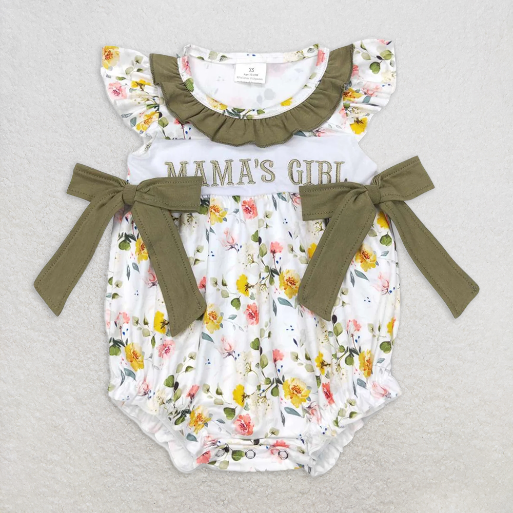 Match Mama's Girl Baby Girls Green Floral Bows Rompers Dresses D 4.1