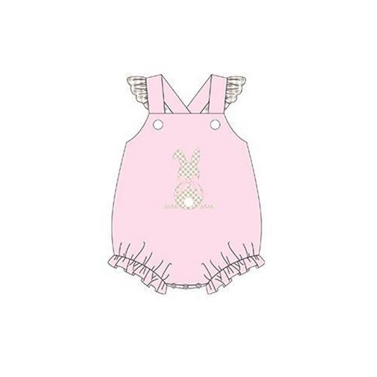 (presale)SR0542 Rabbit plaid pink vest jumpsuit
