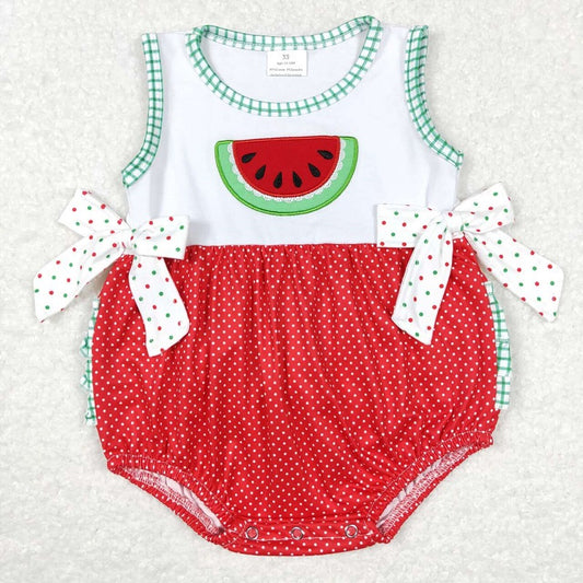 SR0593 Watermelon bow polka dot red and white sleeveless jumpsuit D 6.18