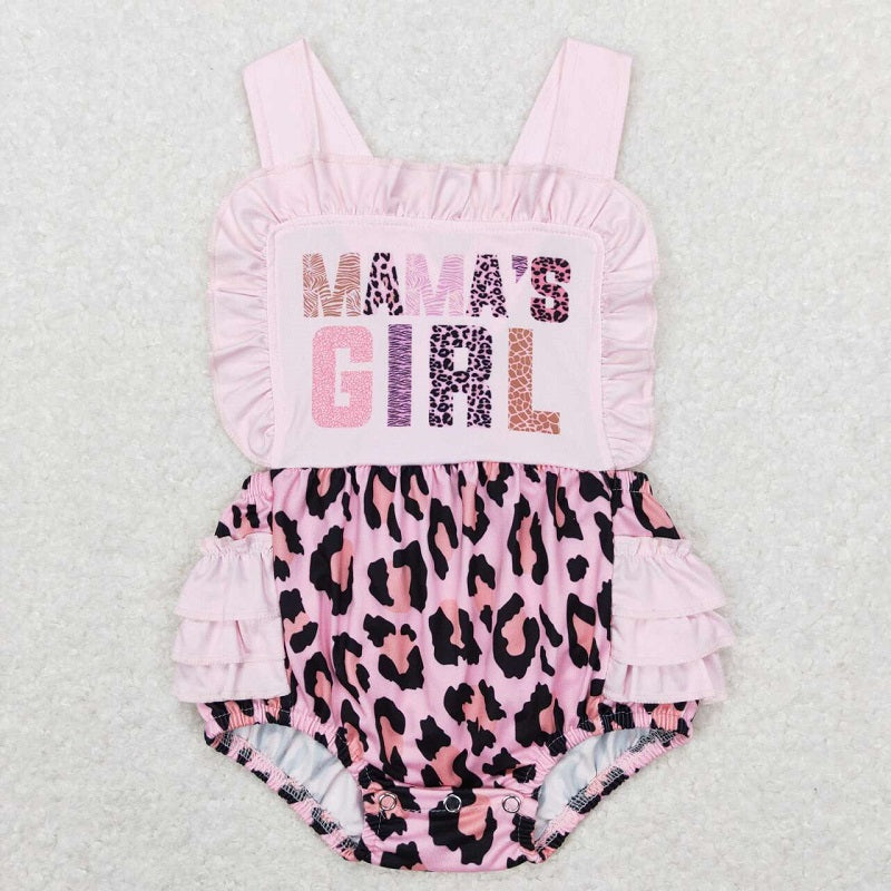 SR0596 Alphabet Leopard Pink Lace Tank Bodysuit