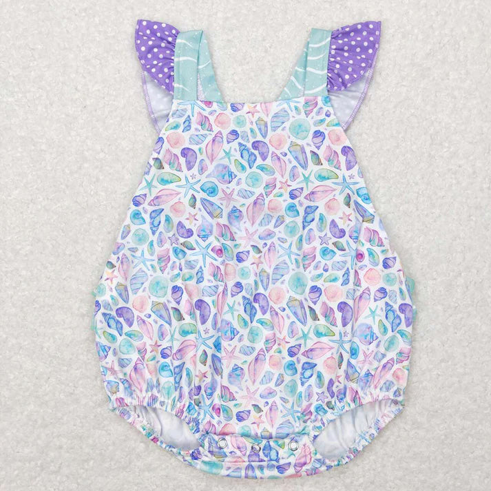 Sibling Baby Girls Summer Sea Shell Rompers Outfits Sets D 7.22