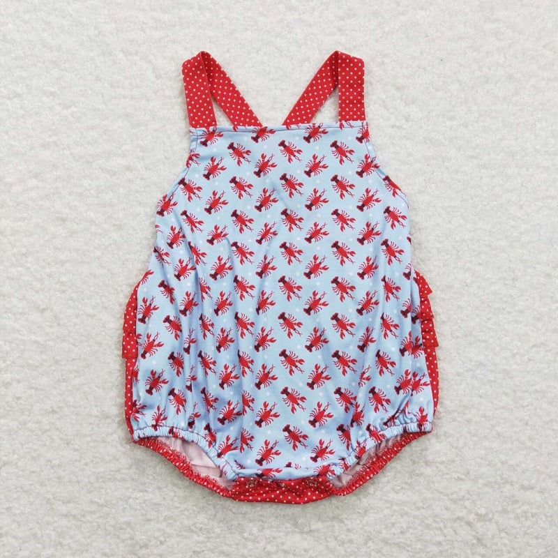 SR0745 Currency Circular Point Red lace romper