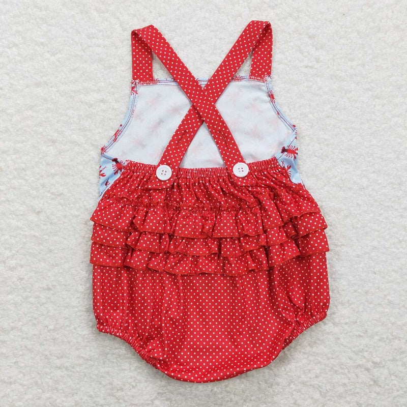 SR0745 Currency Circular Point Red lace romper