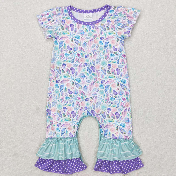 Sibling Baby Girls Summer Sea Shell Rompers Outfits Sets D 7.22