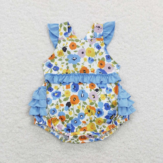SR0824 Floral floral blue lace vest jumpsuit D 4.24