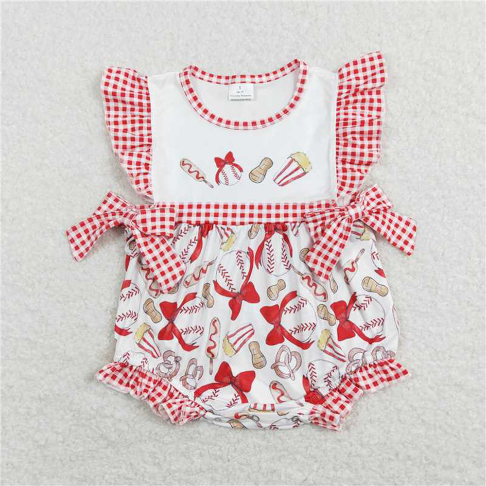Match Baby Girls Baseball Bows Sister Rompers Clothes Sets D 3.17