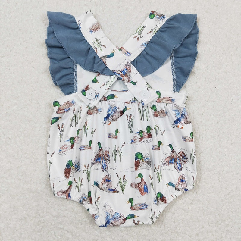 SR0893 Duck lace blue and white tank top bodysuit