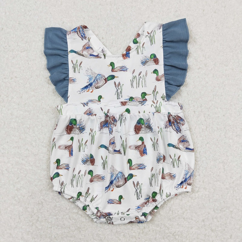 SR0893 Duck lace blue and white tank top bodysuit