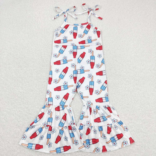 SR0905 Popsicle flower beige suspender jumpsuit D 6.10
