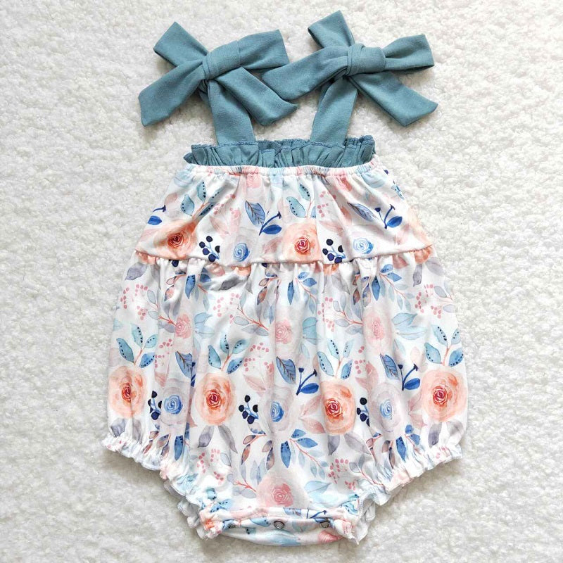 SR0907 Floral blue lace vest jumpsuit D 4.24