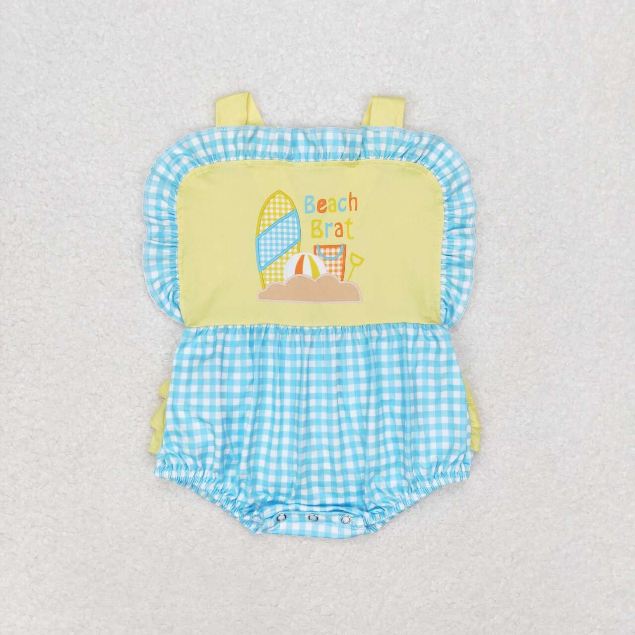 SR0956 Plaid Yellow Lace Vest Bodysuit