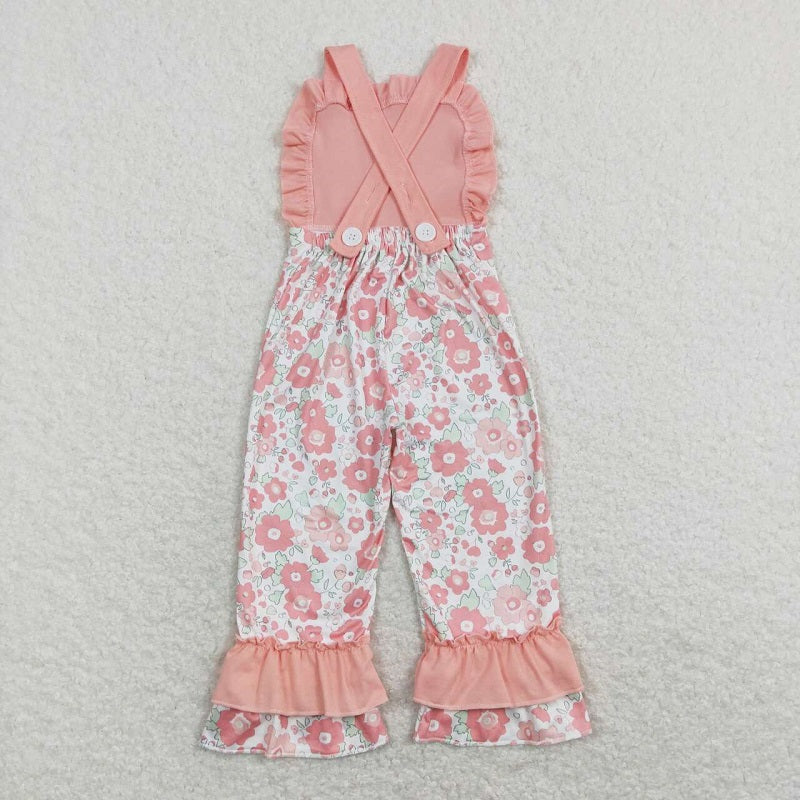 SR0963 Floral Pink Lace Strap Jumpsuit