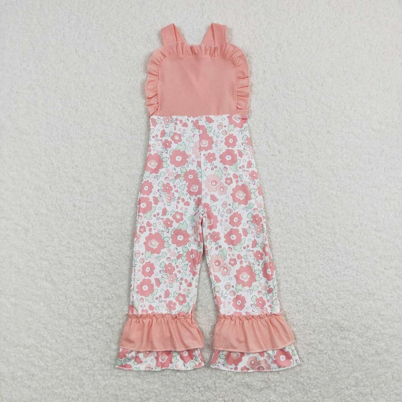 SR0963 Floral Pink Lace Strap Jumpsuit